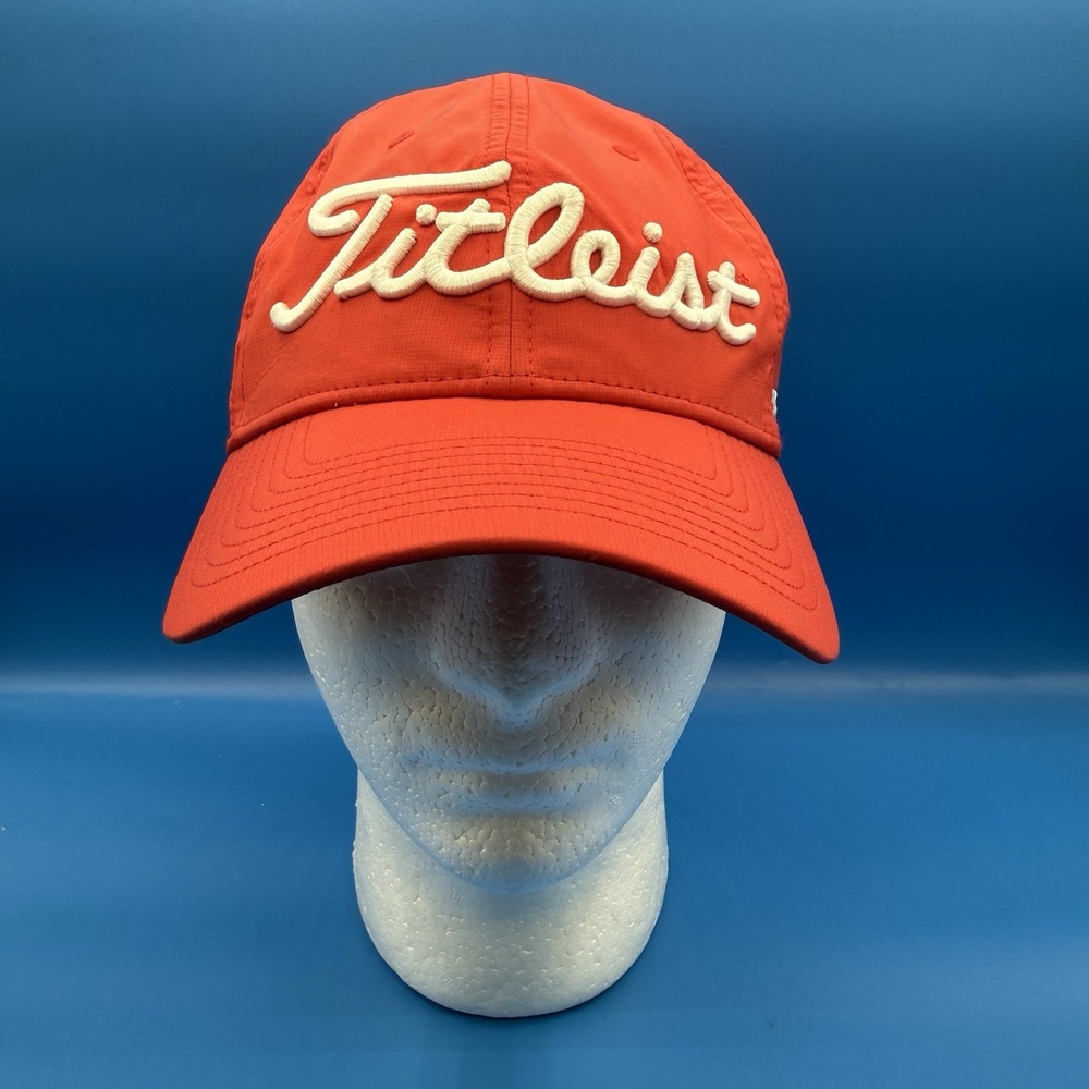 Titleist Pro V1 Golf Hat Neon Red Adjustable Strapback Cap FJ Footjoy - Picture 3 of 7